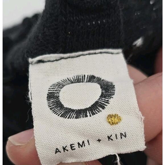 Anthro Akemi Kin Top Womens Medium Black Tank Crop Sweater Lettuce Hem Rib Kaden - Picture 3 of 11